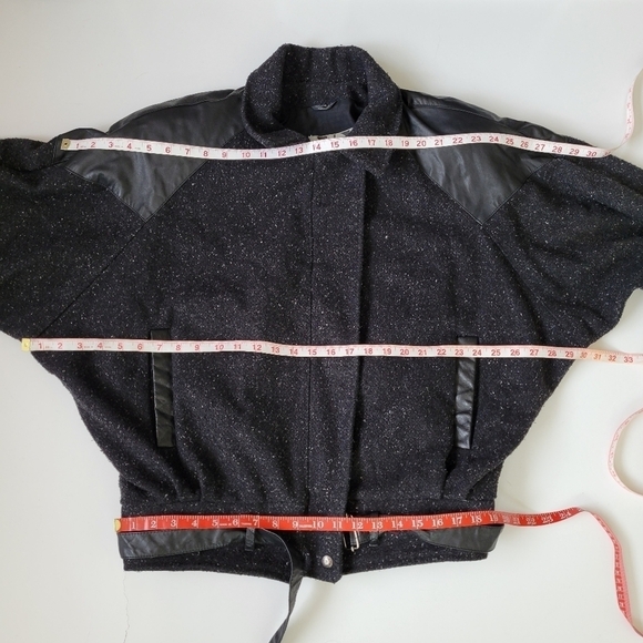 Ada Paris Vintage 1980s Fleck Wool Leather Bomber Jacket 9/10 Biker Glam Rock - Picture 4 of 17